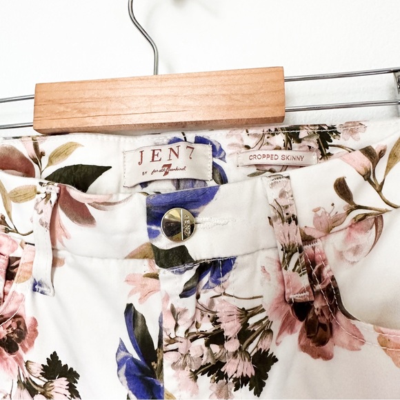 7 For All Mankind JEN7 Floral Cropped Skinny Jeans Capri Ankle — Size 8 - Picture 9 of 10